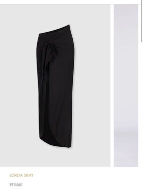 Loreta Asymmetrical Tie-Front Maxi Skirt — Black